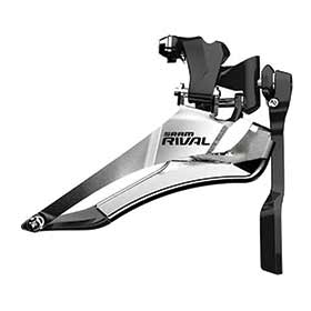 SRAM Rival22, Front derailleur, 2 sp, Down Swing, Down Pull, Braze-on Clamp, with chain spotter