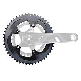 SRAM 50D, 11sp, BCD: 110mm, 5 Bolts, Force22 X-Glide, Outer Chainring, For 34/50, Aluminum, Black, 11.6218.010.001