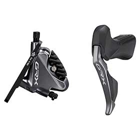 Shimano GRX Di2 ST-RX815-L / BR-RX810-F, Road Hydraulic Disc Brake, Front, 2 speed, Flat mount, 140 or 160mm (not included), Black, Set