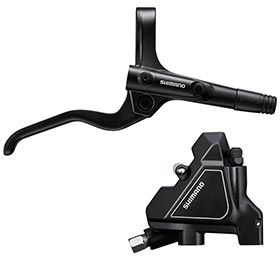 Shimano Alivio BL-M201/BR-UR300, MTB Hydraulic Disc Brake, Rear, Flat mount, Disc: 160 or 180mm (not included), Black, Set, EMT2012KRRDRA170