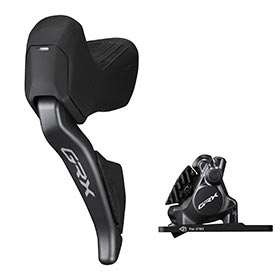 Shimano GRX Di2 ST-RX825 / BR-RX820, Road Hydraulic Disc Brake, Front, Flat mount, 140 or 160mm (not included), 146g, Black, IRX8251DLF6SC100A