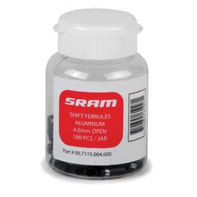 SRAM Al Ferrule, 4mm, Black, 100pcs