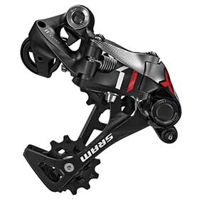SRAM X01, Rear derailleur, 11sp., Type 2.1, Medium cage, Red