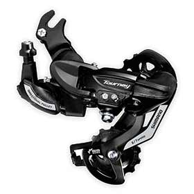 Shimano Tourney RD-TY500, Rear derailleur, 6/7sp., SGS, Black, With adaptor