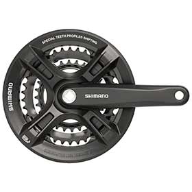 Shimano Altus FC-M311, Crankset, 7/8 sp., 170mm, 28/38/48T, Riveted, Square, 50 mm, Black