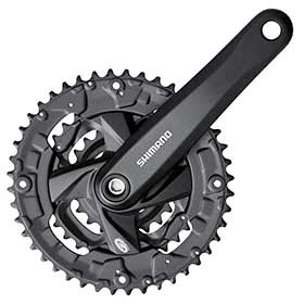 Shimano FC-M371, Crankset, 9 sp., 170mm, 22/32/44T, Square, 50mm, Black