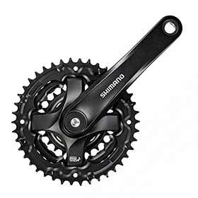 Shimano FC-TY501, Crankset, 6/7/8 sp., 170mm, 24/34/42T, Riveted, Square, 47.5mm, Black