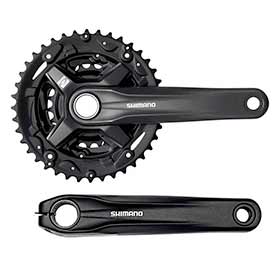 Shimano FC-MT210-3, Crankset, Speed: 9, Spindle: 24mm, BCD: Rivets, 22/32/44, Hollowtech II, 170mm, Black, MTB