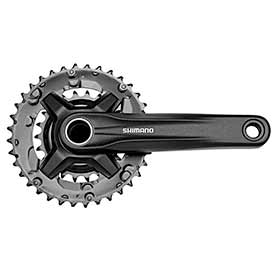 Shimano FC-MT210-B2, Crankset, Speed: 9, Spindle: 24mm, BCD: Rivets, 22/36, Hollowtech II, 170mm, Black, Boost