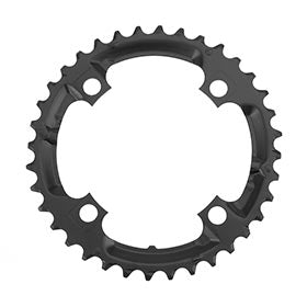 Shimano Y1LD98090, 36T, 9sp, BCD: 104mm, 4 Bolt, Deore FC-M590, Middle Chainring, For 26/36/48, Aluminum, Black