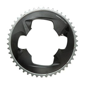 SRAM Force AXS 2x, Chainring, Teeth: 46, Speed: 12, BCD: 107, Bolts: 4, Outer, Aluminum, Grey