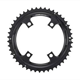 SRAM Road 110mm Asymmetrical, Chainring, Teeth: 46, Speed: 11, BCD: 110, Bolts: 4, Outer, Aluminum, Black