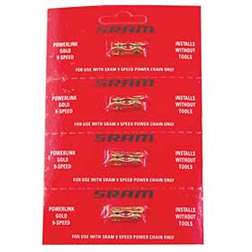 SRAM Powerlink, 9sp chain connector, Gold, Card of 4